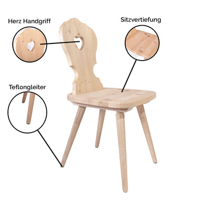 Bauernstuhl  'Urform großherzig' | in verschiedenen Ausführungen | B 41 x T 38 x H 87 cm