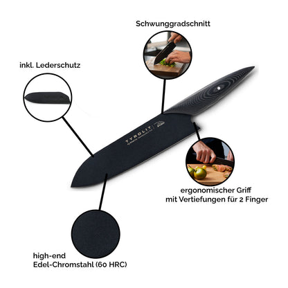 Einzigartiges Fly Wheel Cut Messer | high-end Edel-Chromstahl | ink. Schneideschutz | 20 cm Klinge | ergonomischer Griff | Made in Austria