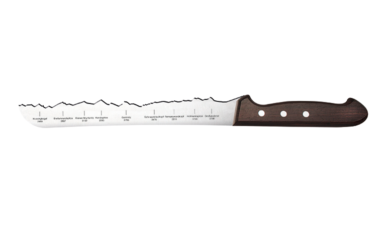 Brotmesser 'Großglockner' | mit Panoramaschliff | handgemacht | aus Rockwell-Stahl mit Griff aus Palisanderholz | Made in Schwitzerland