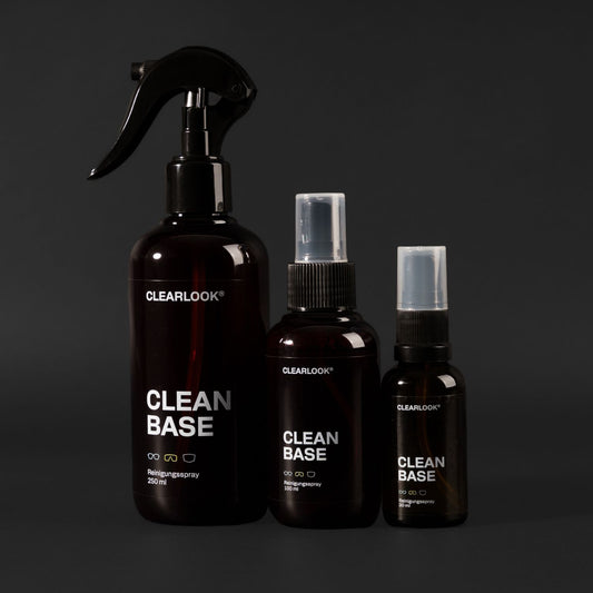 Reinigungsspray 'Clean Base' | in verschiedenen Größen | Glasflasche | für Brille und Visier | echte Seife | Vegan | Made in Austria