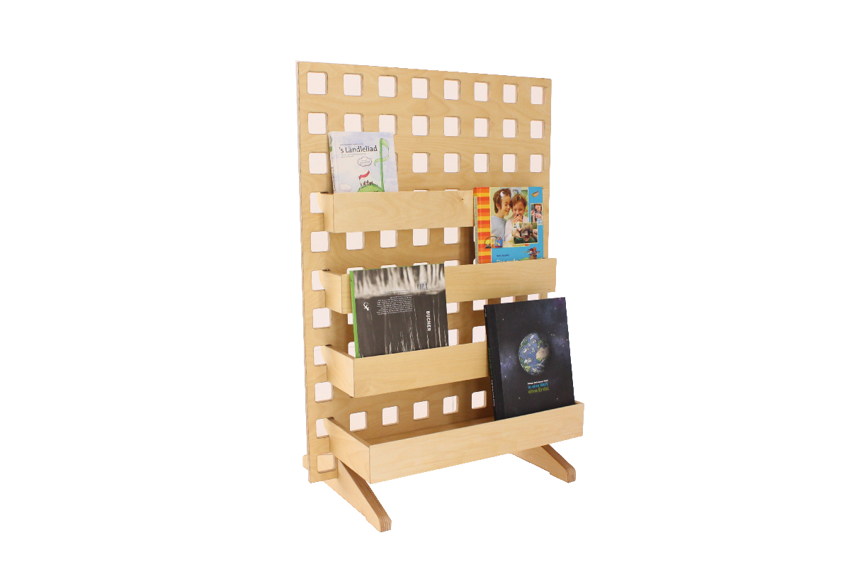 Design mit System - Kinderbibliothek | B 99 x H 72 cm | Birkenholz | Echtes Handwerk | Made in Austria