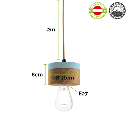 Hängeleuchte aus Massivholz | Eiche, Walnuss oder Zirbe | DM 11 cm | Fassung E27 | Handarbeit aus Österreich