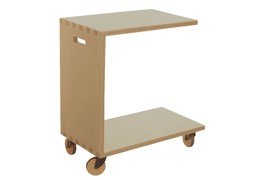 Design mit System - Mobiles Tischchen 'Moving Desk' | B 38 x H 78 x T 60 cm | Birkenholz | Echtes Handwerk | Made in Austria