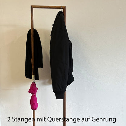 Massivholz Garderobe/Sitzbank 'MyStyle - Small' | L 75 x T 30 x H 45 cm | in verschiedenen Holzarten und Stärken | mit verschiedenen Kleiderstangen aus Nussholz | Made in Austria