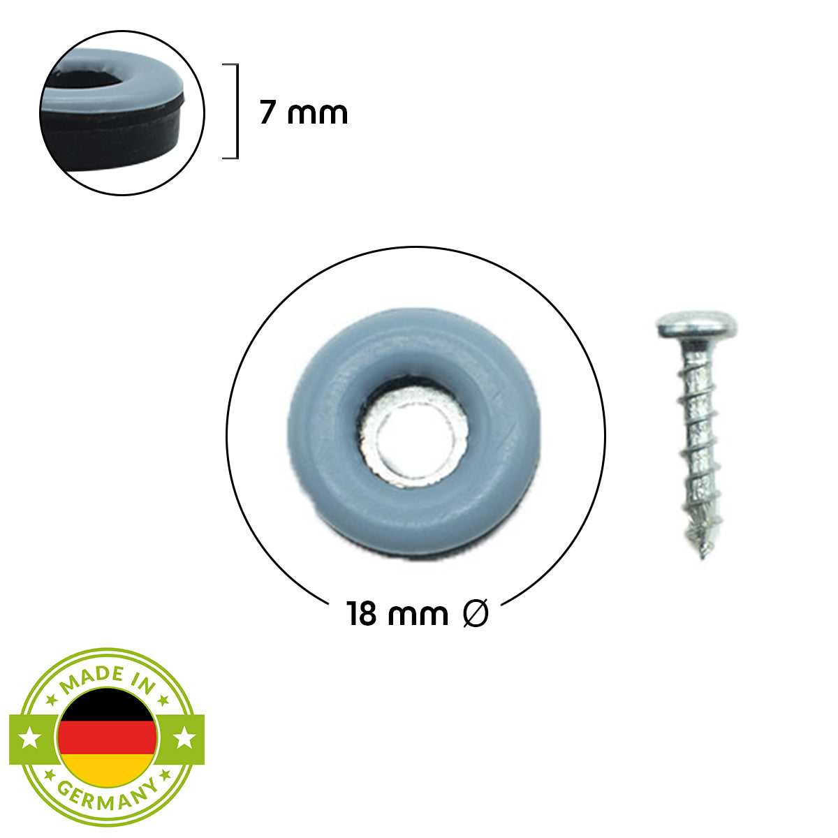 Stuhlgleiter ‘Soft’ | Teflon | geschraubt | 24 Stück-Set | für Stühle und andere Möbel | in verschiedenen Größen | Made in Germany